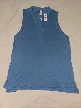 LOFT Sleeveless Keyhole Top - Blue